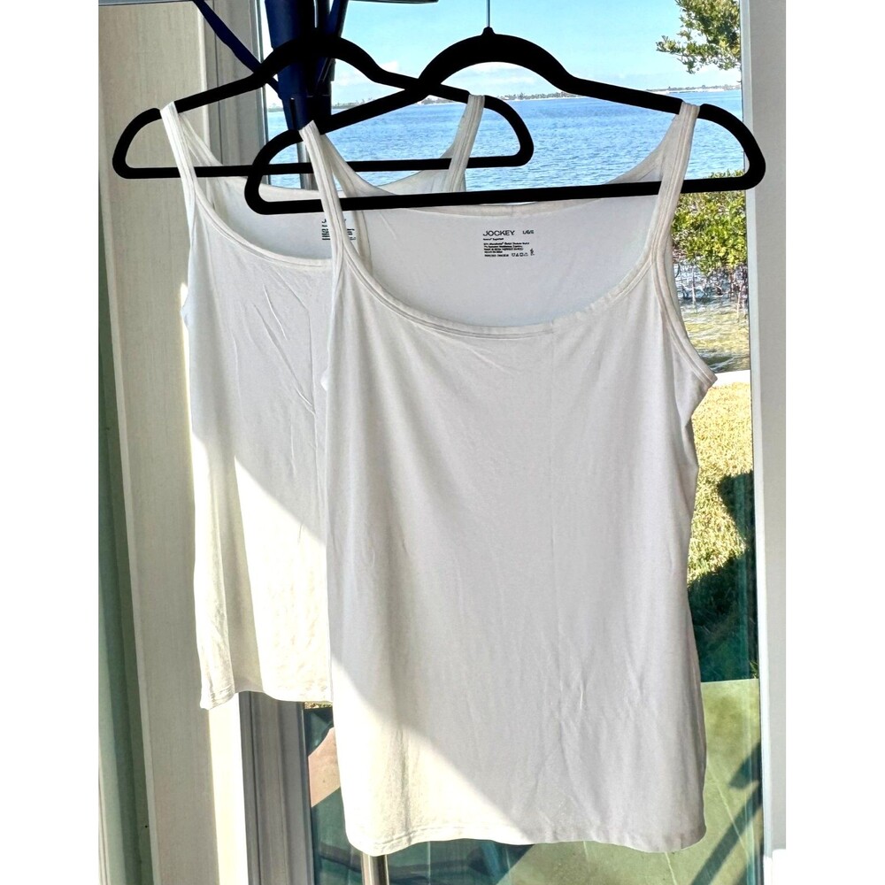 2 Jockey Women's Solid Supersoft Cami Off-White Size Large Lot of 2 New